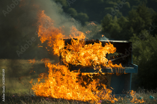 Piano destruction, fire