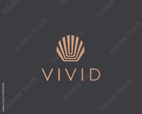 Abstract shell flower sun logo design. Premium crown king vector logotype
