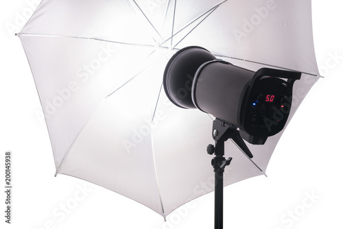 Photo studio strobe flash with umbrellas © alexmat46