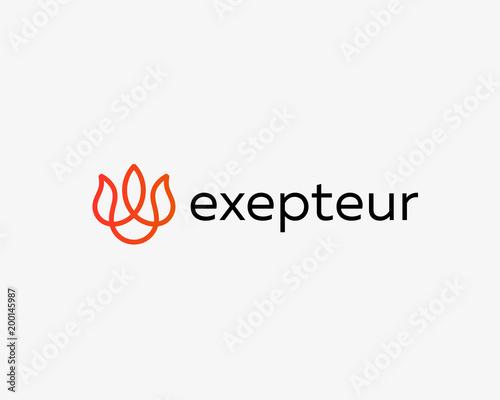 Fototapeta Naklejka Na Ścianę i Meble -  Abstract flower fire logotype. Line flame crown vector logo.