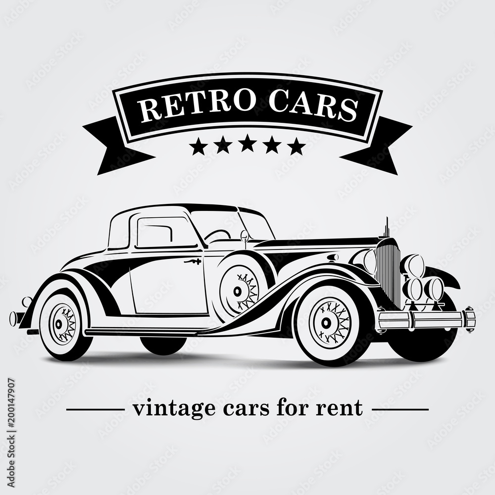 Fototapeta premium Retro Car Logo Abstract Lines. Vector illustration