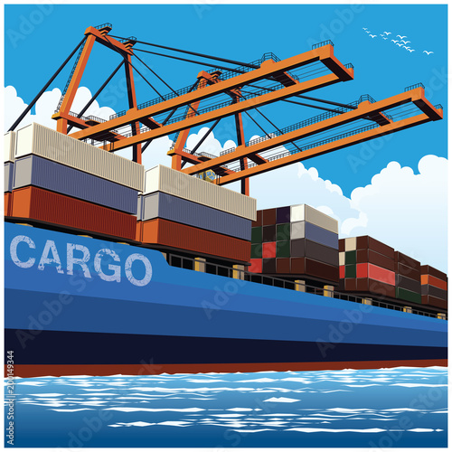 Loading of containers by large port cranes