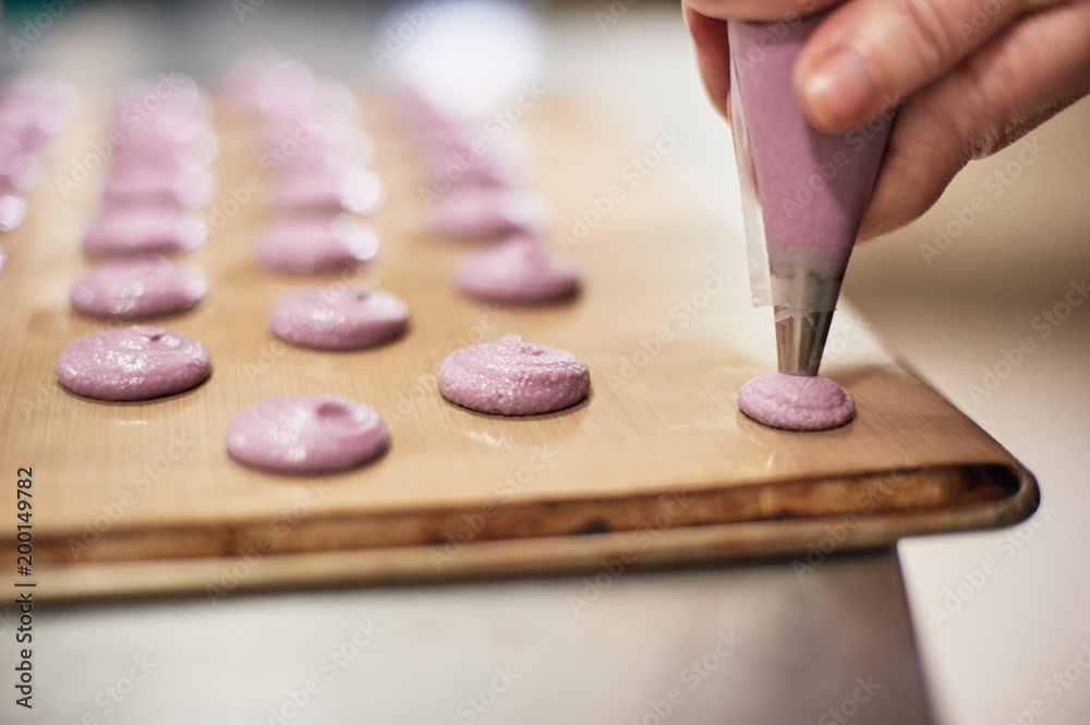 Obraz premium Process of making macaron macaroon , french dessert,