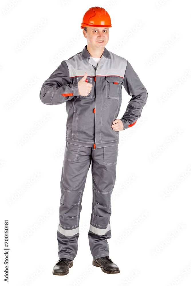 Full length portrait of a male builder over white wall background. repair, construction, building, people and maintenance concept.