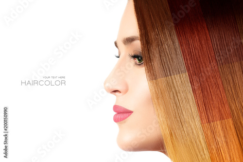 Colored hair concept. Beauty model with colorful dyed hair