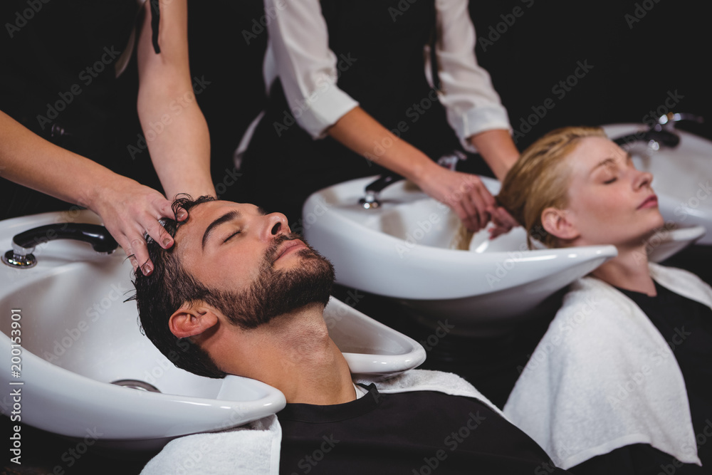 Clients getting their hair wash Clients getting their hair wash