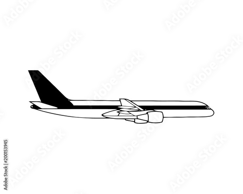 Flight aviation vector icons. Airplane black silhouettes in sky. Illustration of airplane flight  aviation and aircraft