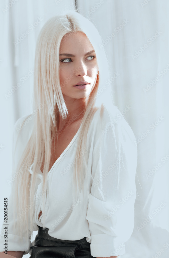 Young business woman thinking about problems. Young business woman thinking about problems.