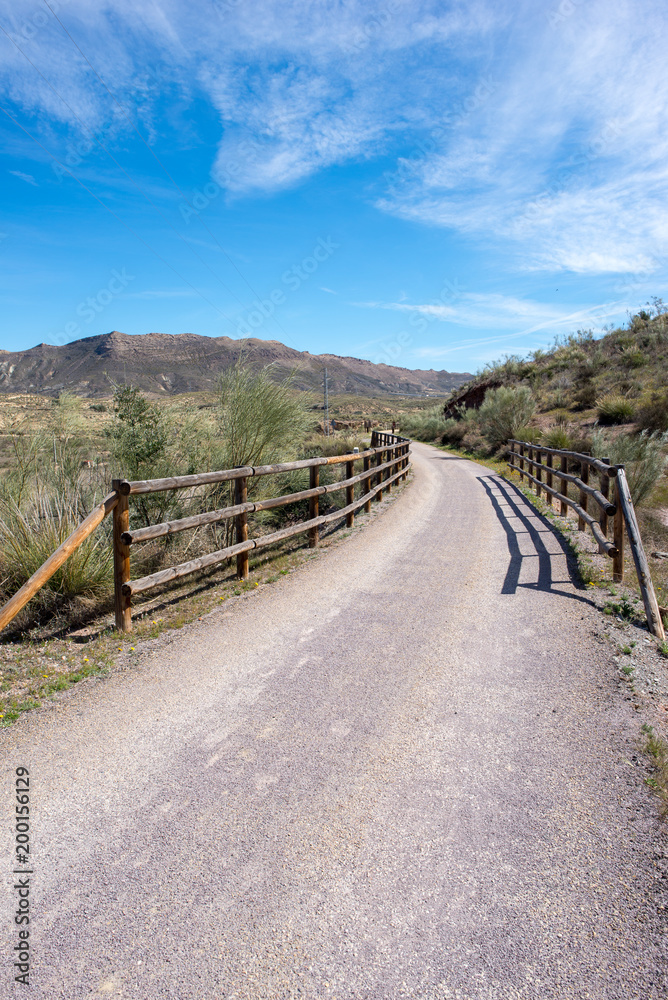 The green way of Lucainena under the blue sky in Almeria The green way of Lucainena under the blue sky in Almeria