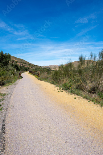 The green way of Lucainena under the blue sky in Almeria