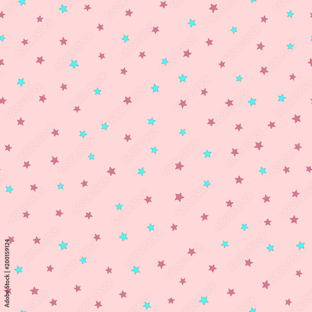 Seamless pattern with small stars. Endless girlish cute print.