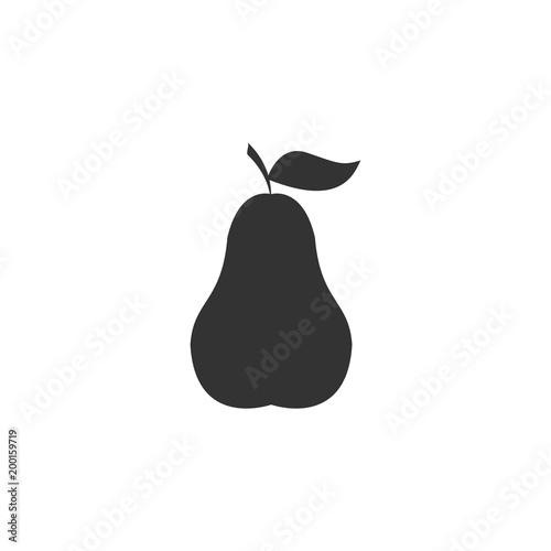 Pear icon vector. Pear silhouette sign isolated on white