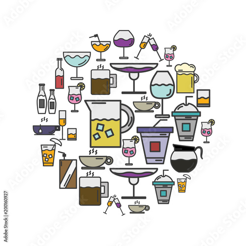 Set of Drinking Icon with Color