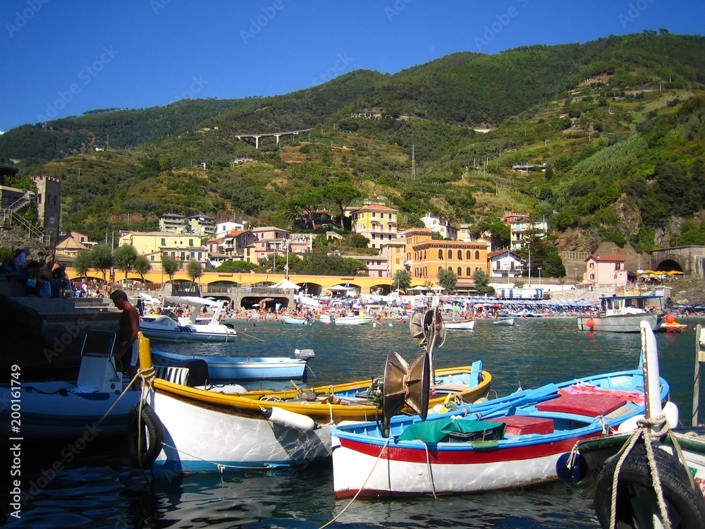 Cinque Terre, bateaux de pêche à Monterosso al Mare (Italie)