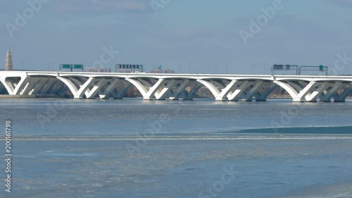 Woodrow Wilson Bridge over Frozen Potomac River Time Lapse photo