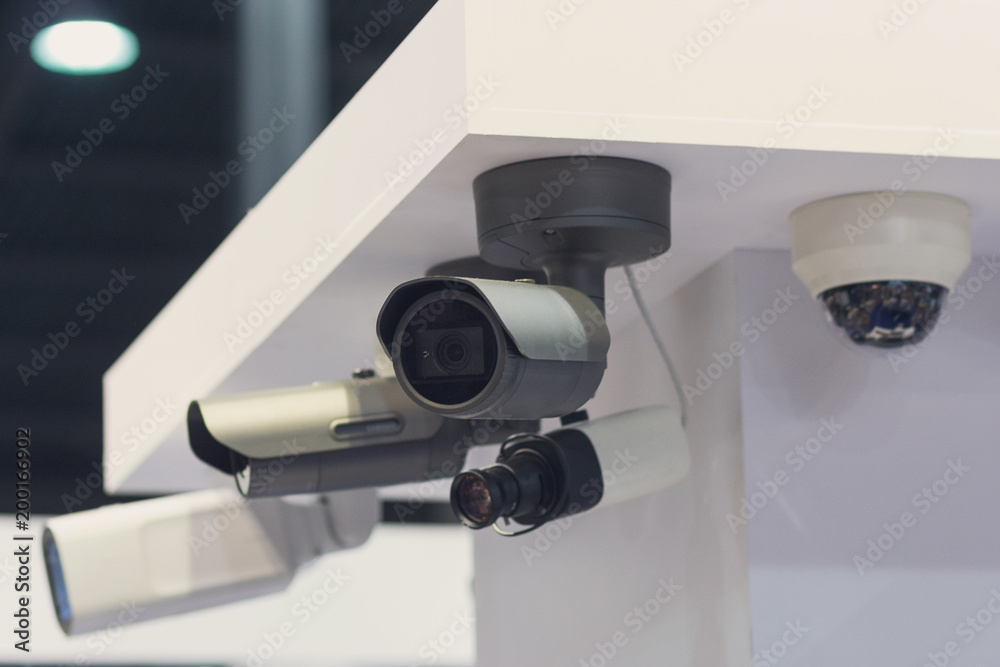 CCTV security camera at the exhibition stand. Industry CCTV security camera at the exhibition stand. Industry
