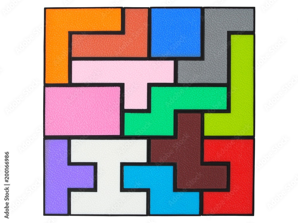 Fototapeta premium Wooden puzzle on white