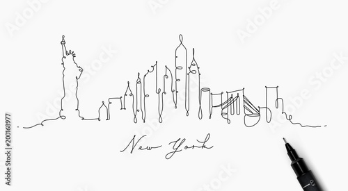 Pen line silhouette new york