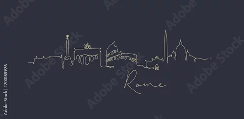 Obraz Linia pióra sylwetka Rzym granatowy