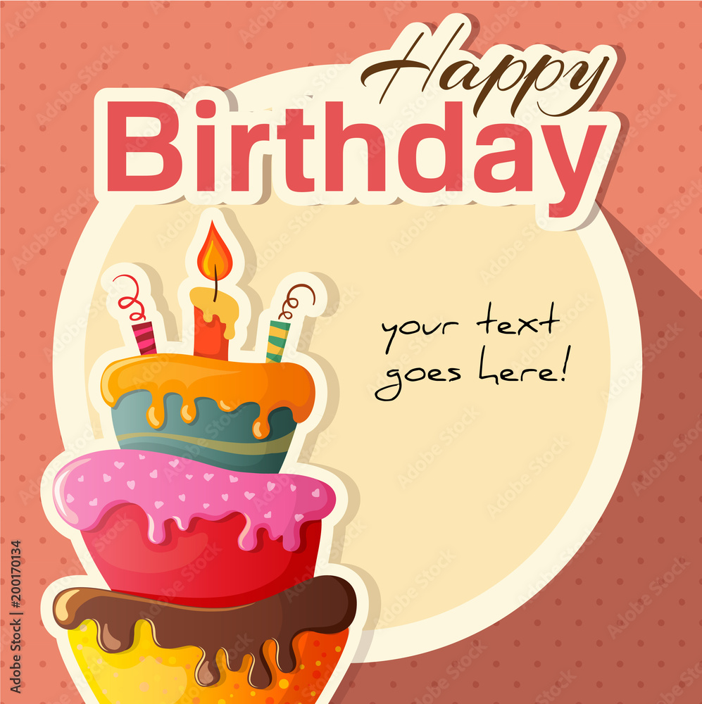 Birthday cake vector card with cake Birthday cake vector card with cake