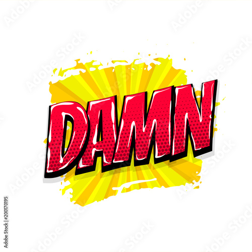 damn aggressive hand drawn pictures effects. Template comics grunge speech bubble brush halftone dot background. Pop art style. Comic dialog text cloud. Creative sketch explosion.