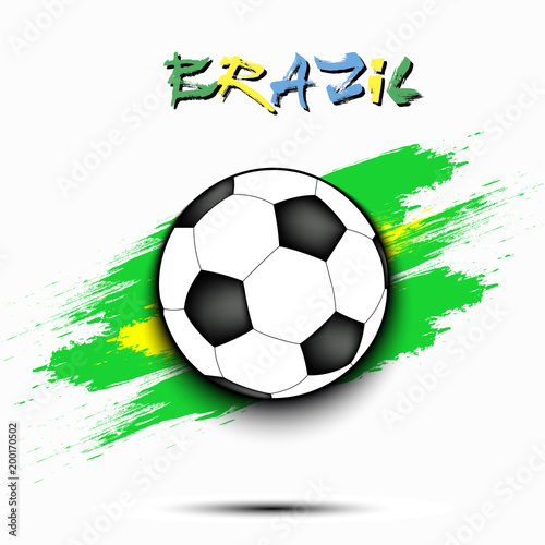 Soccer ball and Brazil flag