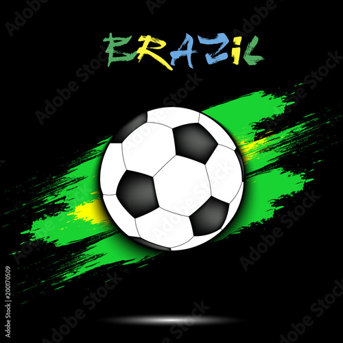 Soccer ball and Brazil flag