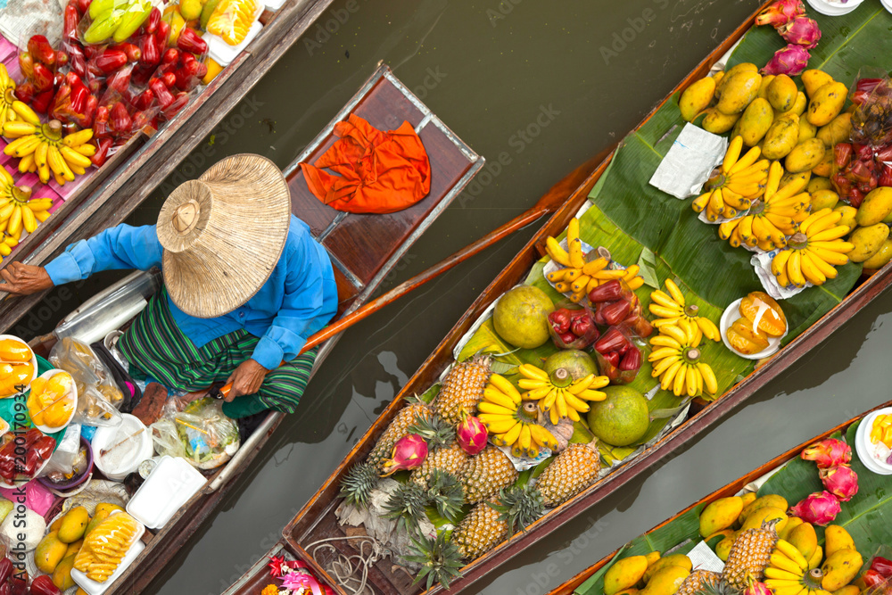 floating market thailand - obrazy, fototapety, plakaty 