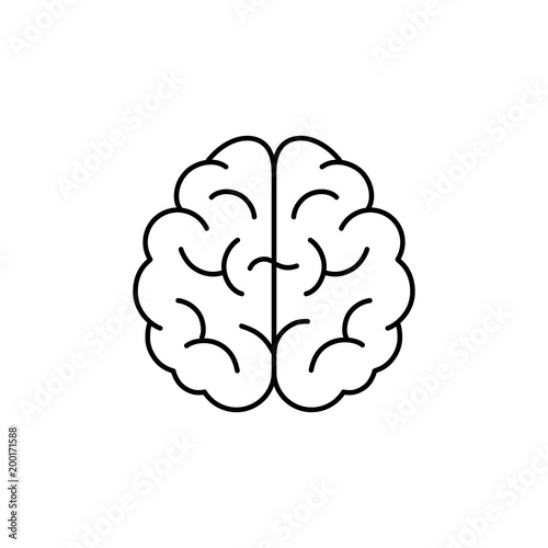 brain brainstorming sign line black vector icon