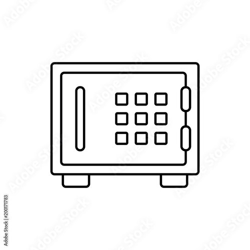 bank safe deposit box line black vector icon