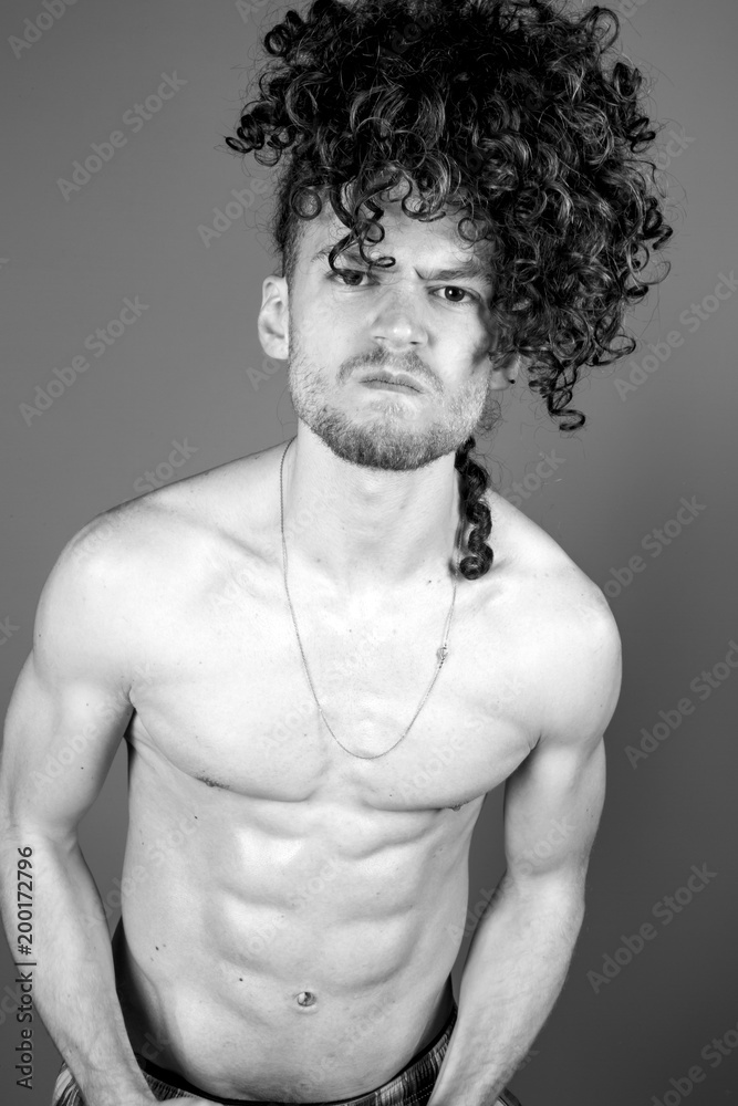 Fototapeta premium Young topless man studio portrait