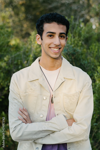 Young Middle Eastern Man Posing for Camera in Nature