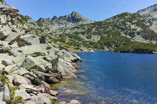 Amazing landscape with Valyavishki lakes and Dzhangal peak, Pirin Mountain, Bulgaria photo