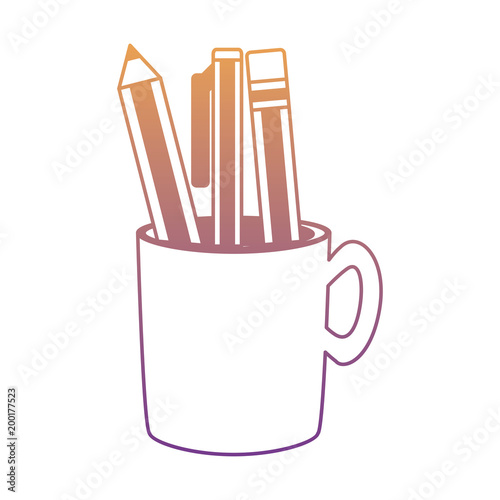 pencil holder with writing tools icon over white background, colorful design. vector illustration