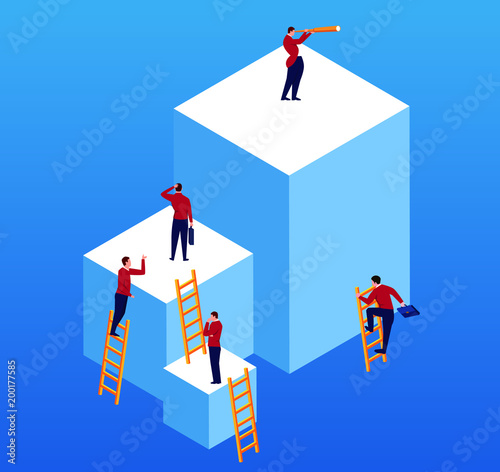 Businessman on different cubes