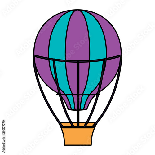 hot air balloon icon over white background, colorful design. vector illustration