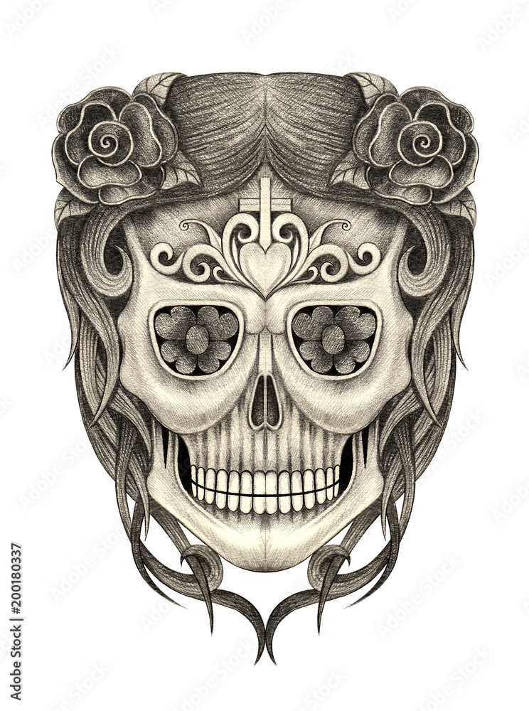 Sugar Skull Woman Tattoo Vector Images over 520