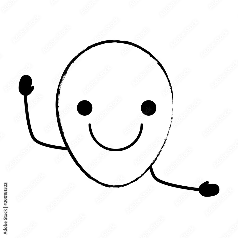 sketch of Kawaii happy balloon icon over white background, vector illustration sketch of Kawaii happy balloon icon over white background, vector illustration