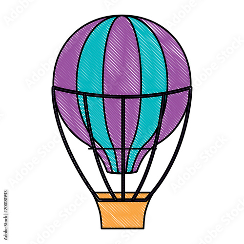hot air balloon icon over white background, colorful design. vector illustration