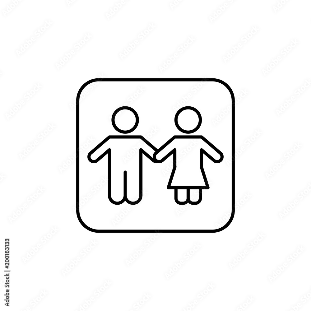 boy and girl holding hands icon. Element of simple icon for websites, web design, mobile app, info graphics. Thin line icon for website design and development, app development boy and girl holding hands icon. Element of simple icon for websites, web design, mobile app, info graphics. Thin line icon for website design and development, app development