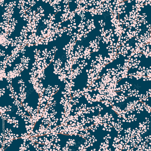 Wallpaper Mural Background seamless pattern with sakura tree