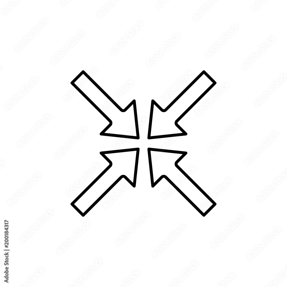 pointing arrows to center icon. Element of simple icon for websites, web design, mobile app, info graphics. Thin line icon for website design and development, app development pointing arrows to center icon. Element of simple icon for websites, web design, mobile app, info graphics. Thin line icon for website design and development, app development