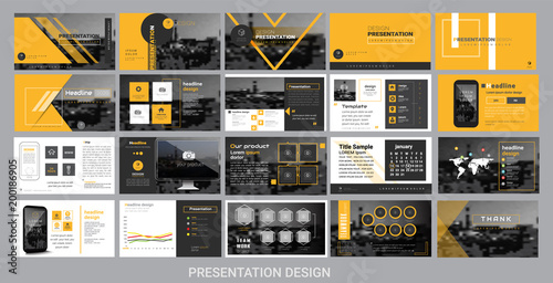 presentation template for promotion, advertising, flyer, brochure, product, report, banner, business, modern style on black and yellow color background. vector illustration photo