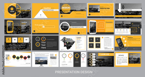 presentation template for promotion, advertising, flyer, brochure, product, report, banner, business, modern style on black and yellow color background. vector illustration