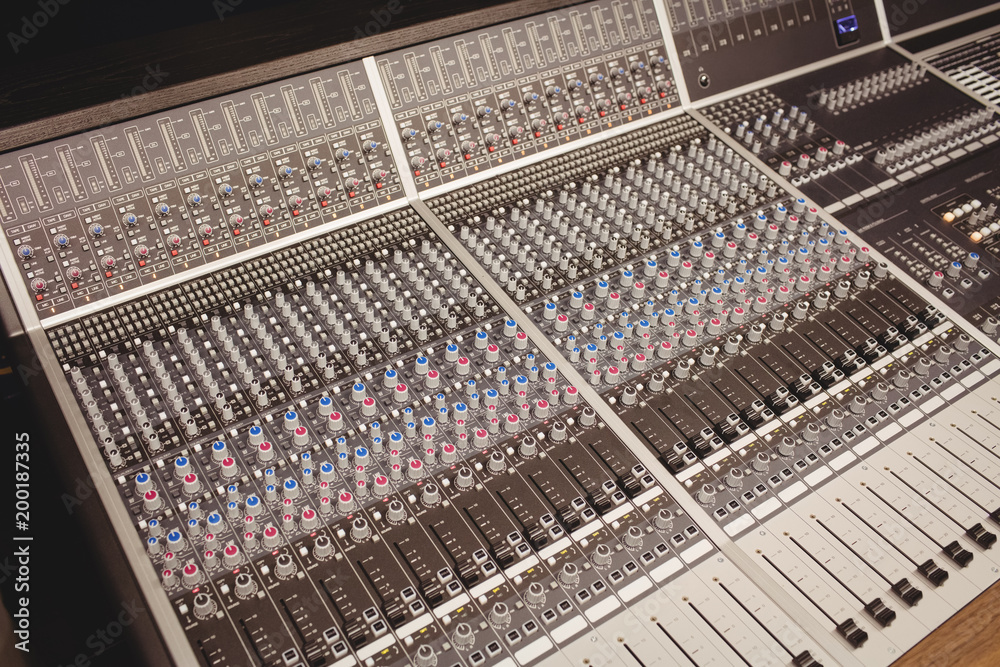 Close-up of a sound mixer Close-up of a sound mixer