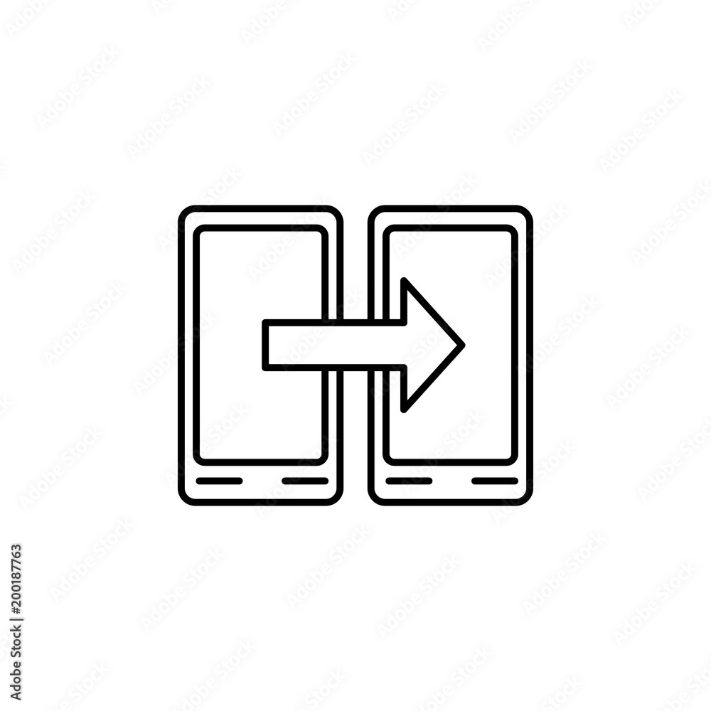 data transfer to a smart phone icon. Element of simple icon for websites, web design, mobile app, info graphics. Thin line icon for website design and development, app development data transfer to a smart phone icon. Element of simple icon for websites, web design, mobile app, info graphics. Thin line icon for website design and development, app development