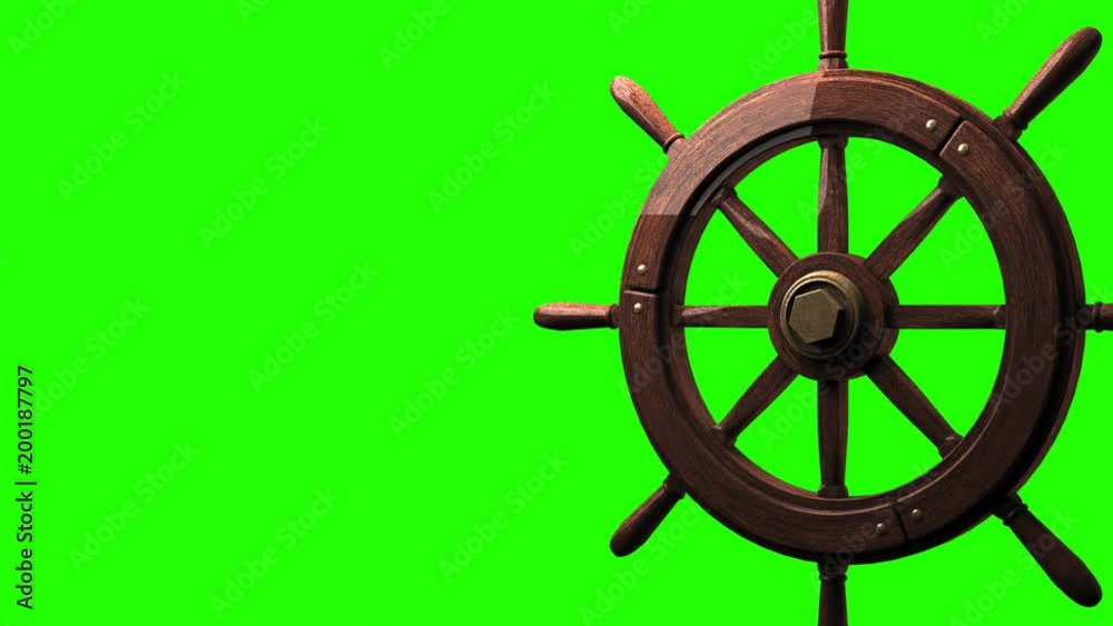 Rudder on green chroma key.Zoom camera view. Rudder on green chroma key.Zoom camera view.