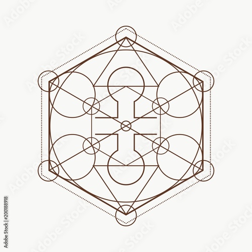 Mystical geometry symbol. Linear alchemy, occult, philosophical sign. For music album cover, poster, sacramental design. Astrology and religion concept.