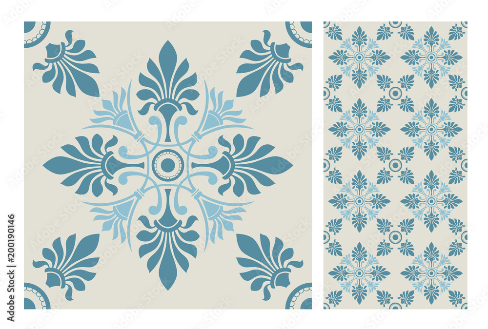 Obraz premium vintage tiles patterns antique seamless design in Vector illustration