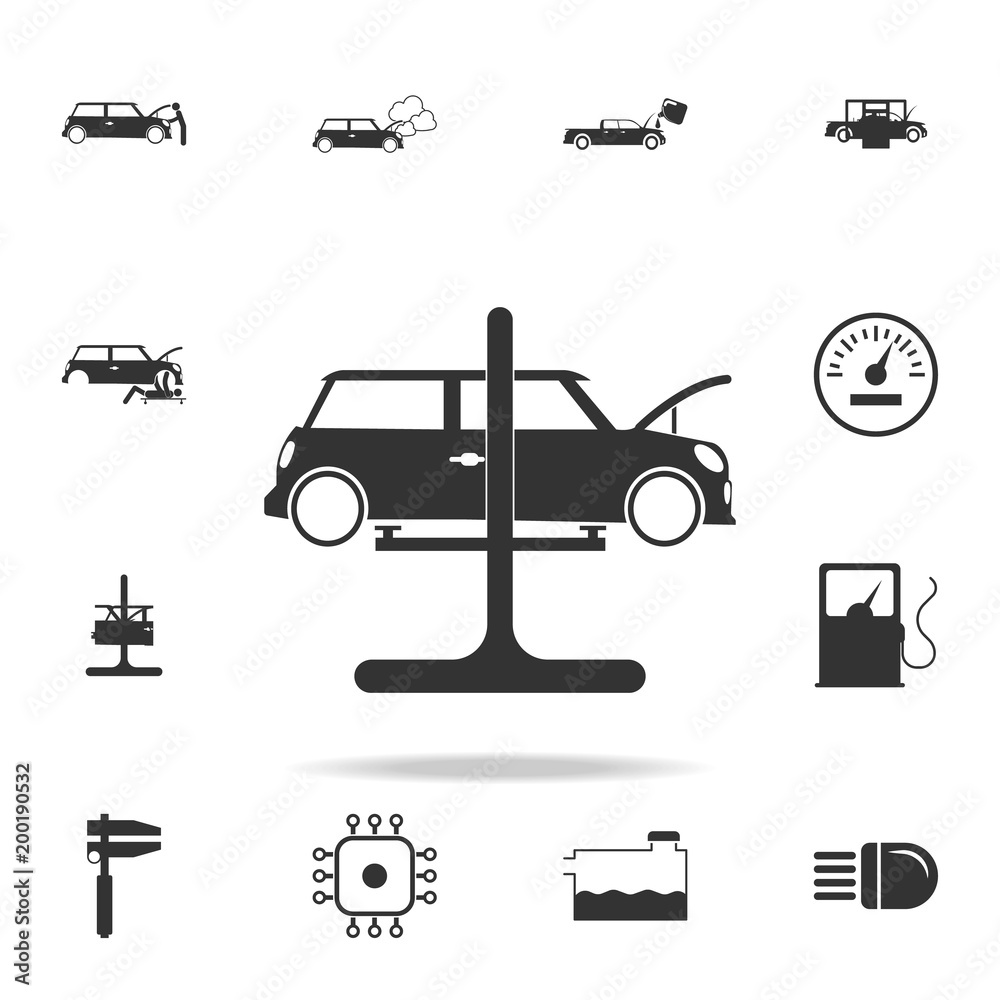 car on a lift icon. Detailed set of car repear icons. Premium quality graphic design icon. One of the collection icons for websites, web design, mobile app car on a lift icon. Detailed set of car repear icons. Premium quality graphic design icon. One of the collection icons for websites, web design, mobile app
